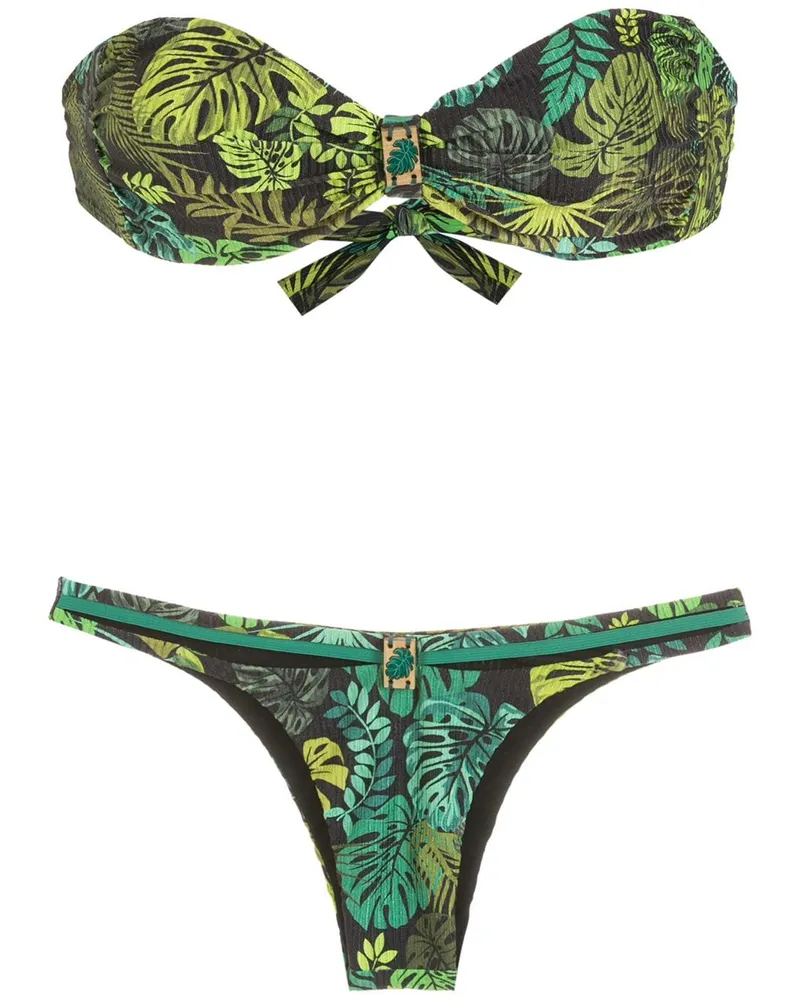 Amir Slama Schulterfreier Bikini mit tropischem Print - Grün Grün