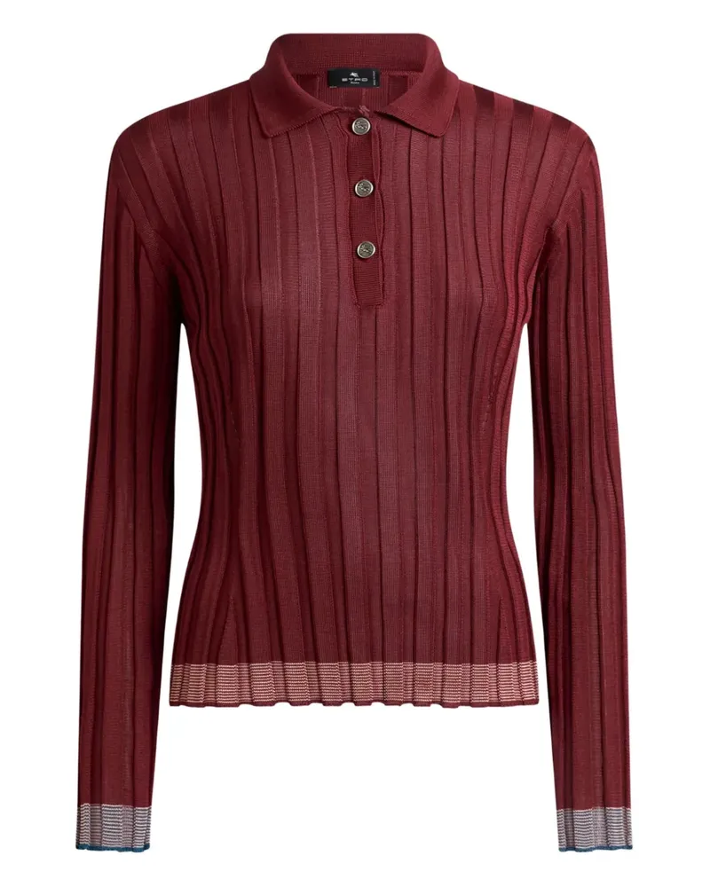 Etro Geripptes Poloshirt - Rot Rot