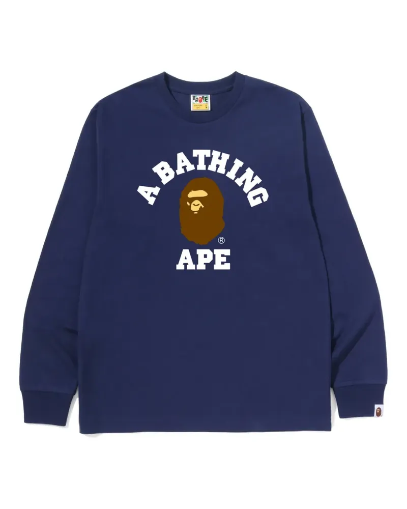BAPE logo-print long-sleeve T-shirt - Blau Blau