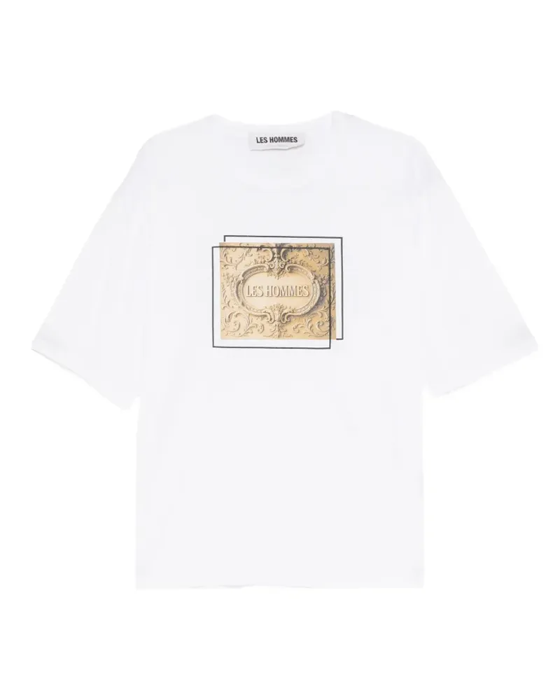 Les Hommes T-Shirt mit grafischem Print - Weiß Weiß