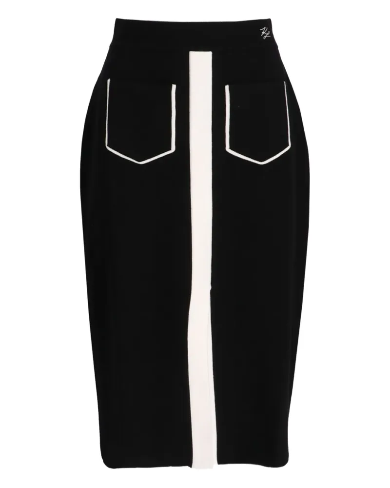 Karl Lagerfeld Midirock mit Ziernaht - Schwarz Schwarz