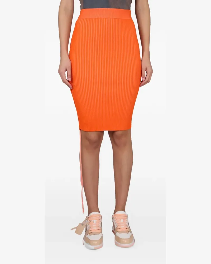 OFF-WHITE elastic-waist midi skirt - Orange Orange