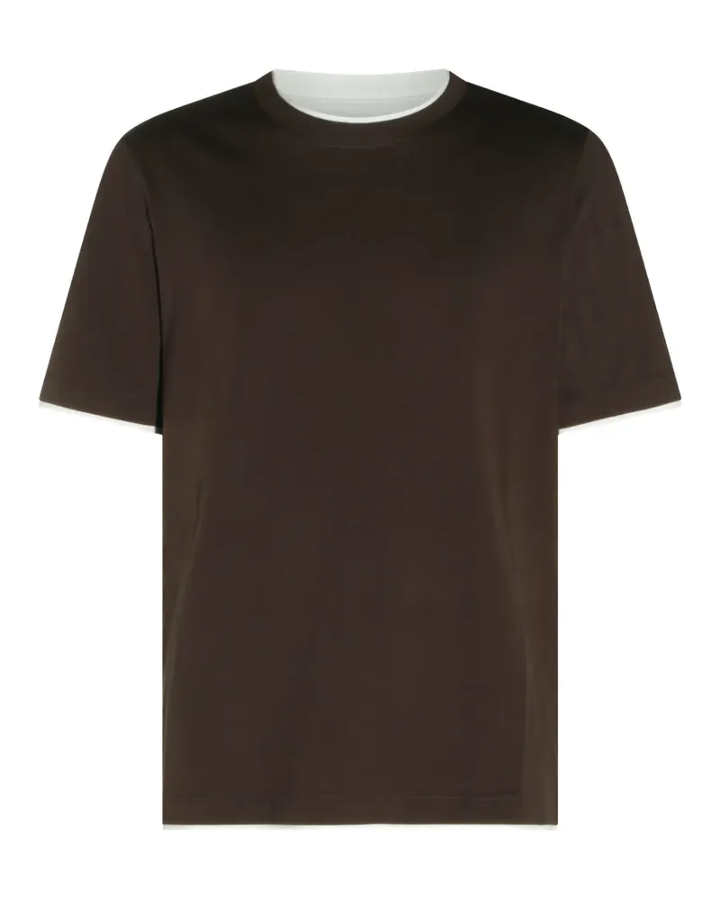 Brunello Cucinelli T-Shirt im Layering-Look - Braun Braun