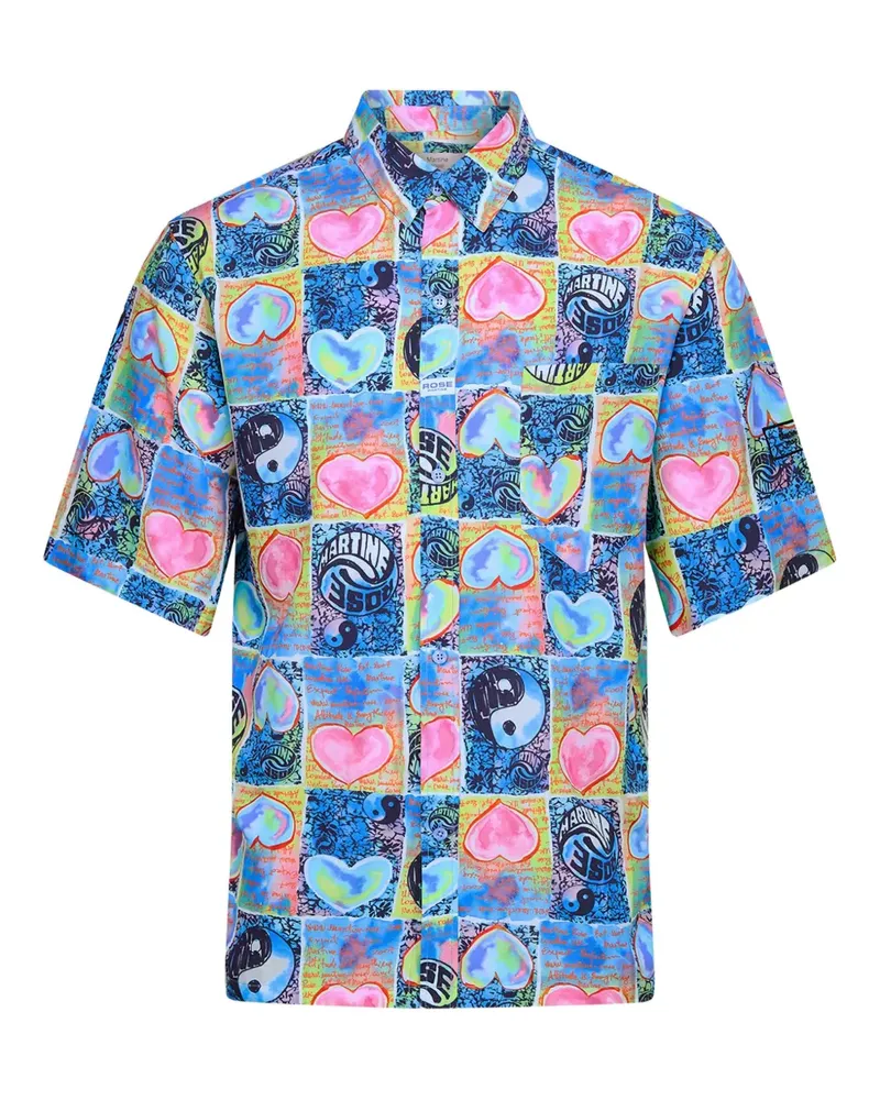 Martine Rose Hemd mit Herzenprint - Blau Blau