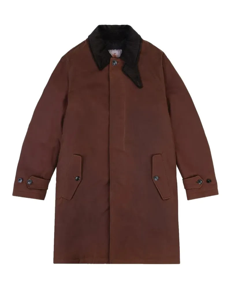 Baracuta G10 Waxed corduroy-collar concealed-fastening coat - Braun Braun