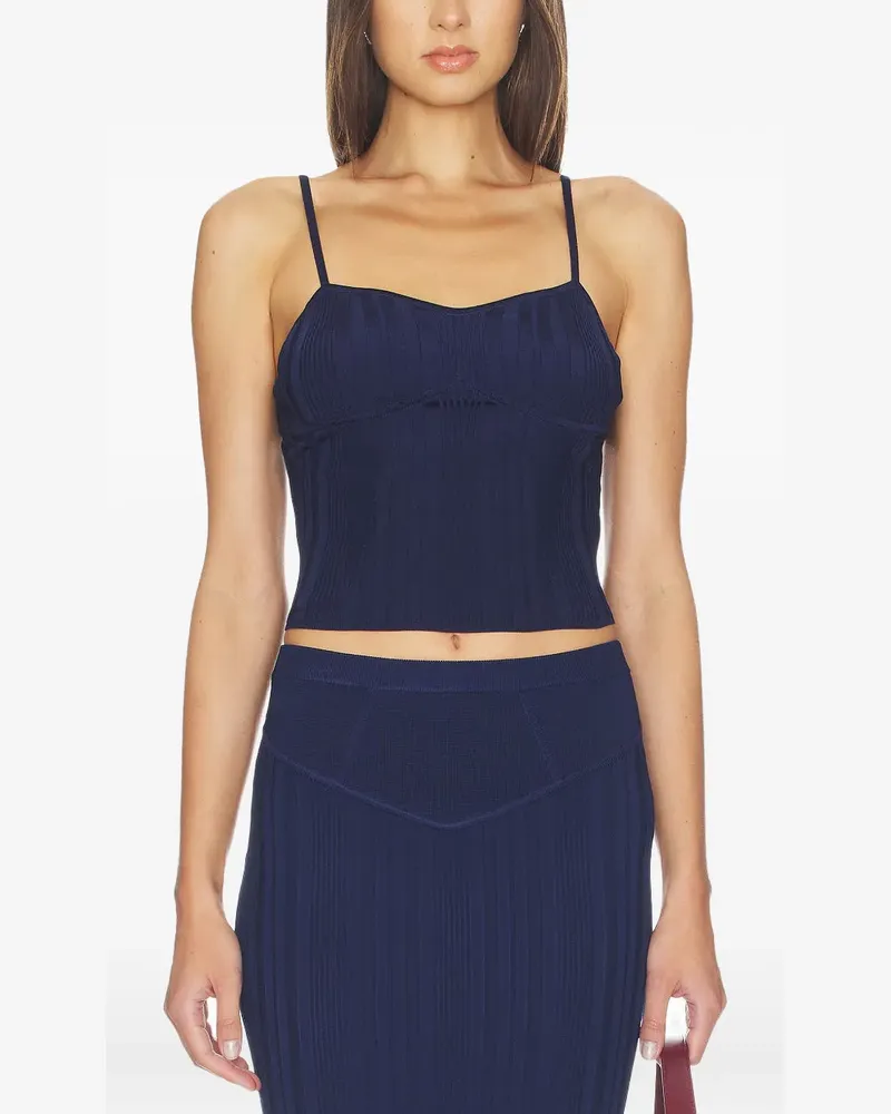 Fleur Du Mal ribbed-knit corset top - Blau Blau