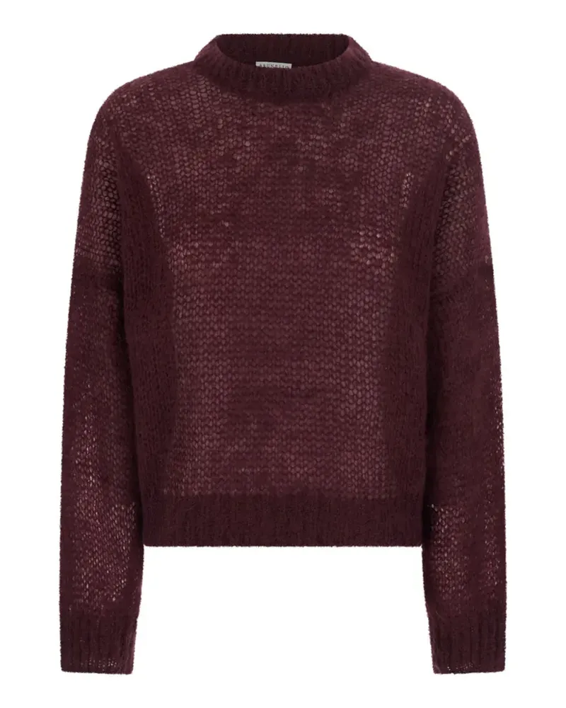 Brunello Cucinelli open-knit Monili-trimmed sweater - Rot Rot