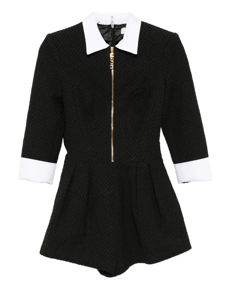 Elisabetta Franchi Tweed-Playsuit mit Fischgrätenmuster - Schwarz Schwarz
