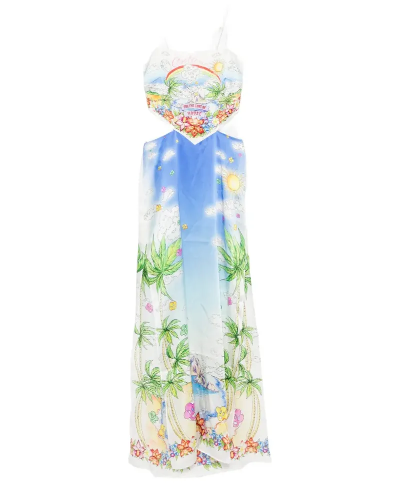 Casablanca Paris graphic-print cut-out maxi dress - Weiß Weiß