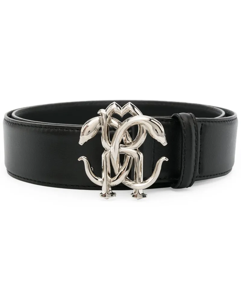 Roberto Cavalli Mirror Snake leather belt Schwarz