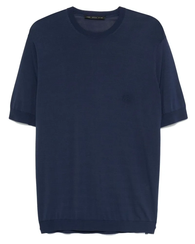 Low Brand Fein gestricktes T-Shirt - Blau Blau