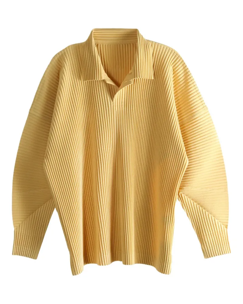 Issey Miyake Monthly Colors : August pleated long-sleeve polo shirt - Gelb Gelb
