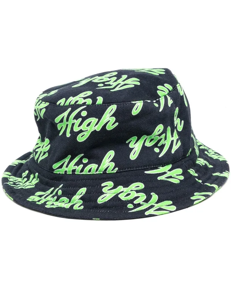Natasha Zinko Fischerhut mit "High"-Print - Grün Grün