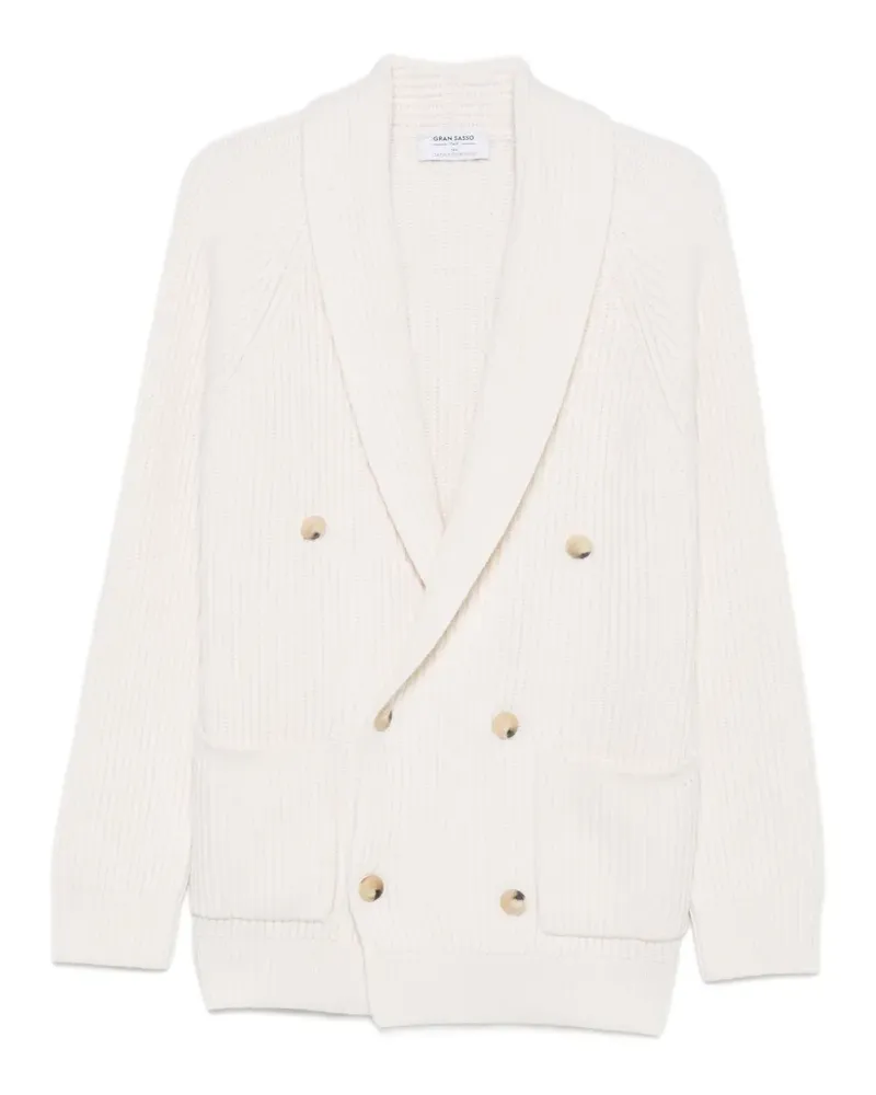 Gran Sasso Doppelreihiger Cardigan aus Rippstrick - Weiß Weiß
