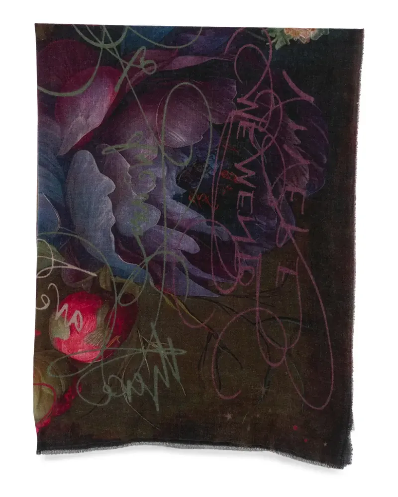 Faliero Sarti Memento floral-print frayed-edge scarf - Braun Braun