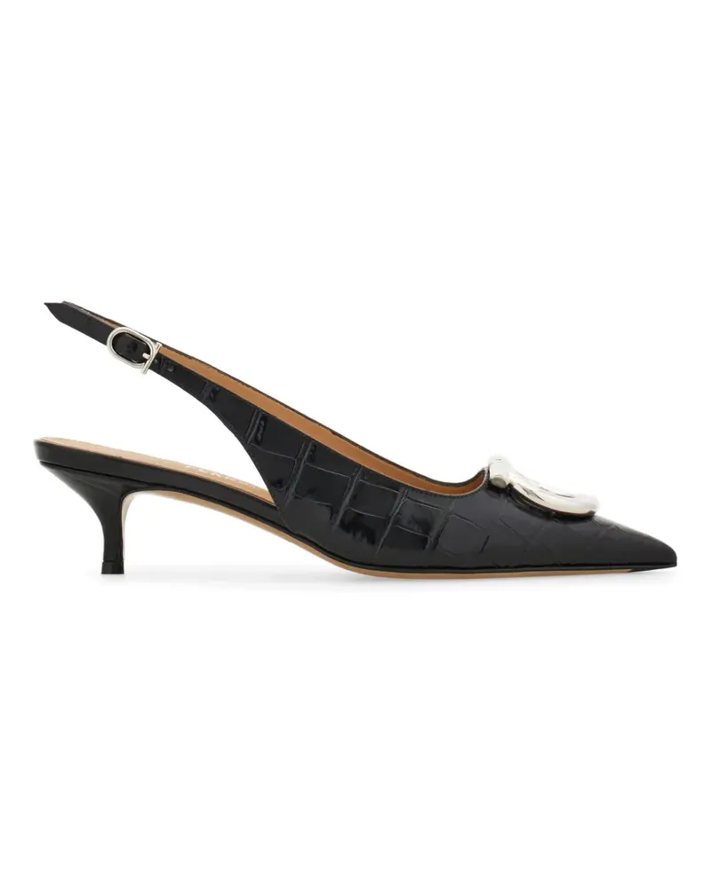 Ferragamo Maxi Gancini Slingback-Schuhe - Schwarz Schwarz