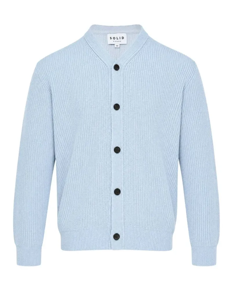 SOLID HOMME Gerippter Cardigan mit Knöpfen - Blau Blau
