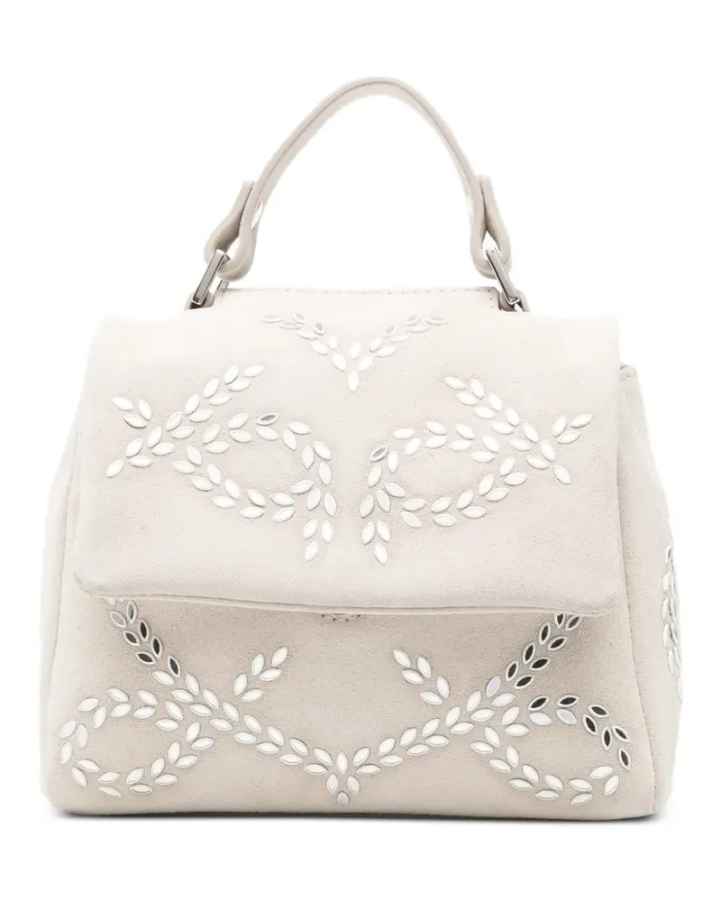 Orciani mirror-embellished suede tote bag - Nude Nude