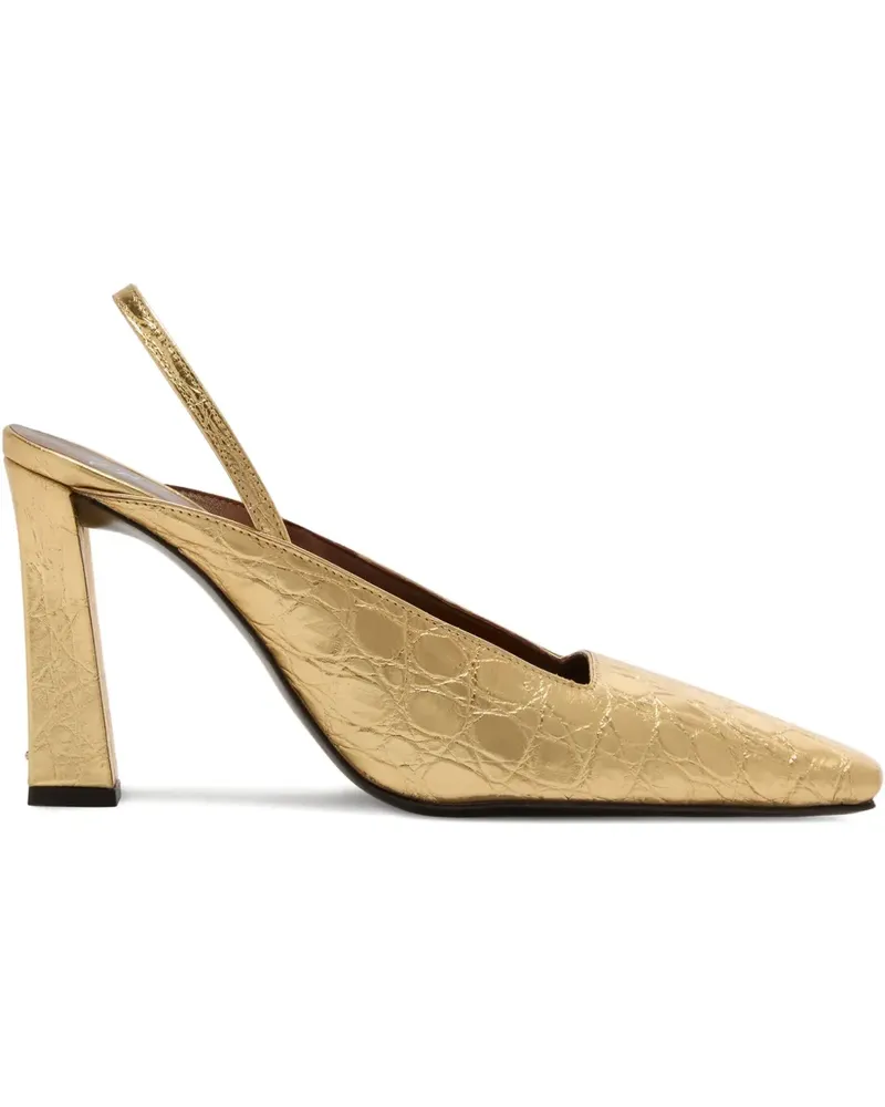 Giuseppe Zanotti 90mm Brendha crocodile-print square-toe - Gold Gold