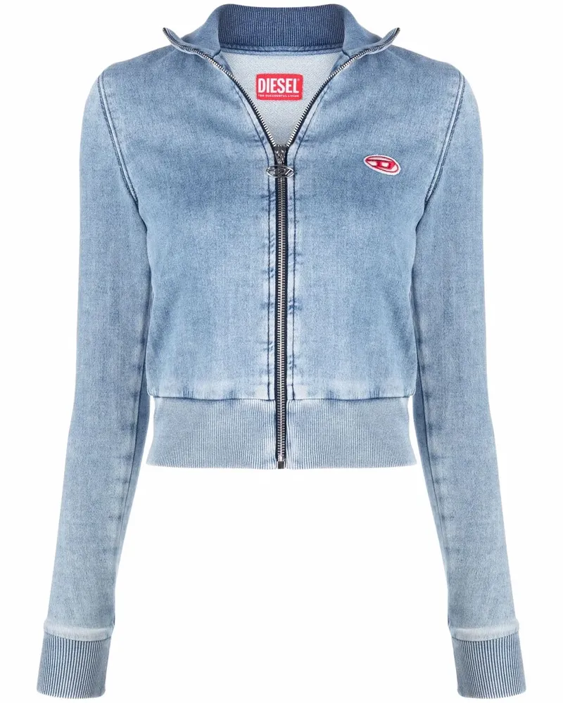 Diesel Cropped-Jacke mit Logo-Patch - Blau Blau
