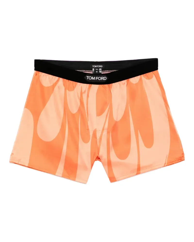 Tom Ford abstract-print silk-blend boxers - Orange Orange
