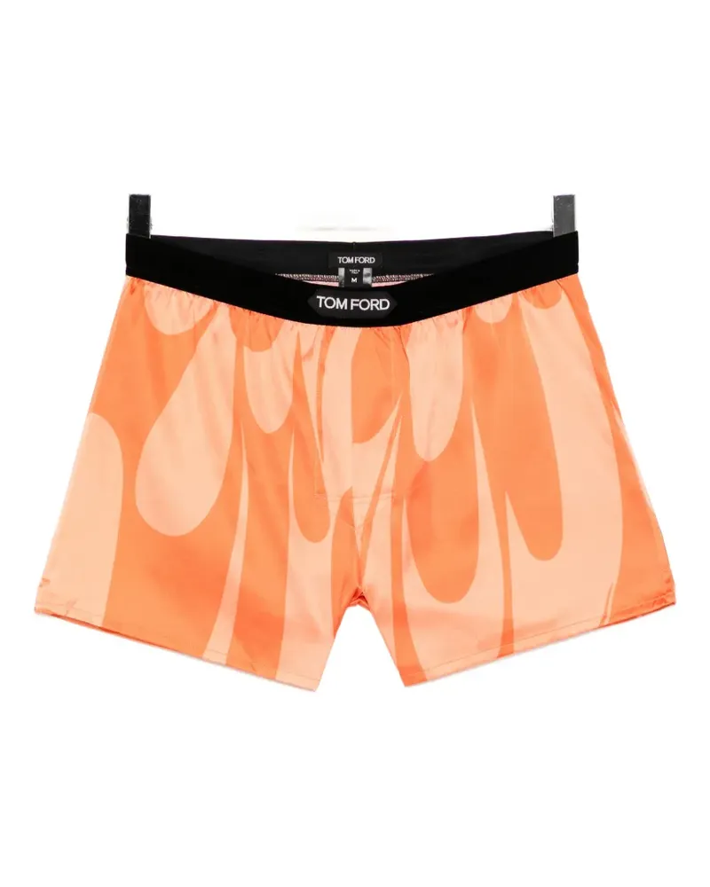 Tom Ford abstract-print silk-blend boxers - Orange Orange