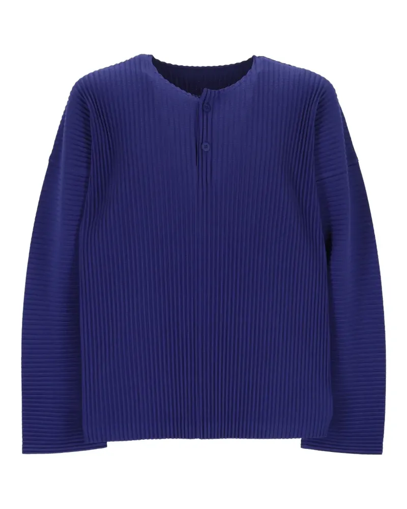 Issey Miyake February pleated long-sleeve T-shirt - Blau Blau