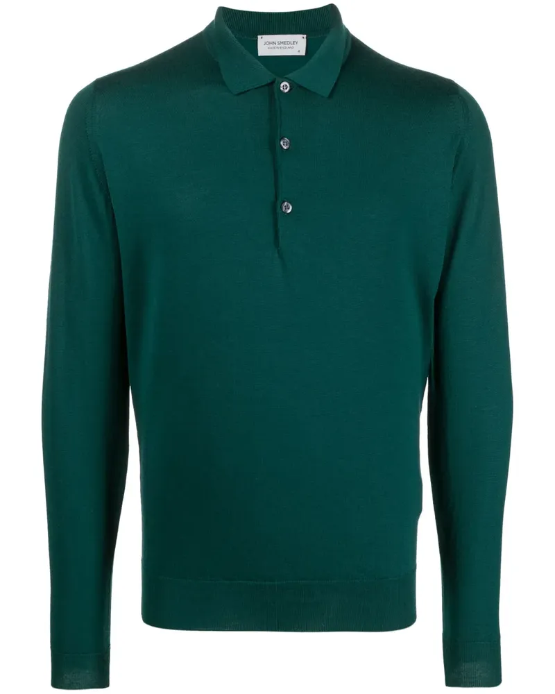 John Smedley Fein gestricktes Merino-Poloshirt - Grün Grün
