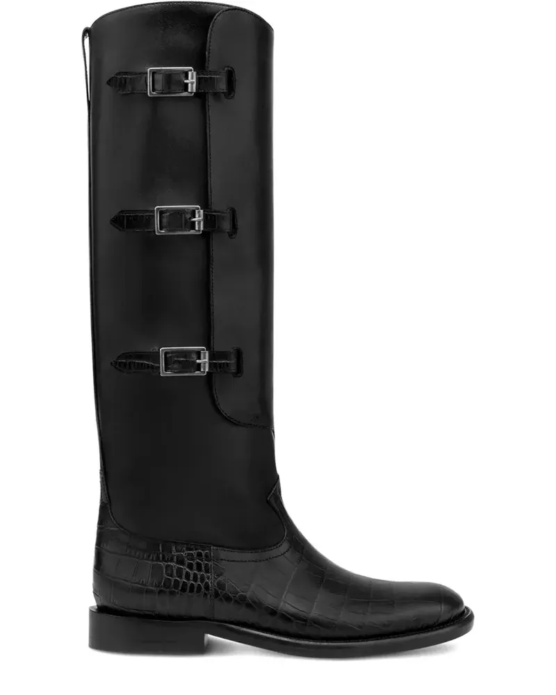 Paris Texas Montana Buckle Stiefel mit Kroko-Effekt 20mm - Schwarz Schwarz