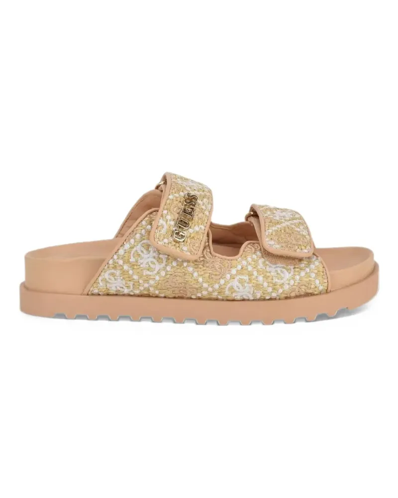 Guess Fadelizz monogram-pattern touch-strap flat sandals - Nude Nude