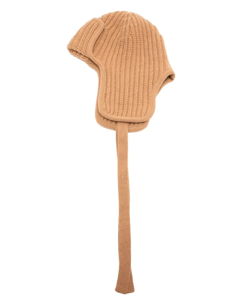 Moncler Beanie mit Logo-Patch - Braun Braun