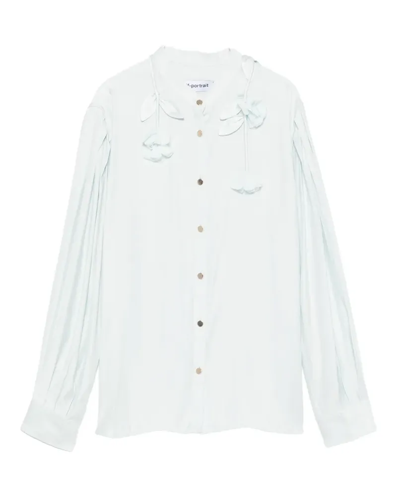 Self-Portrait floral-embellished shirt - Blau Blau