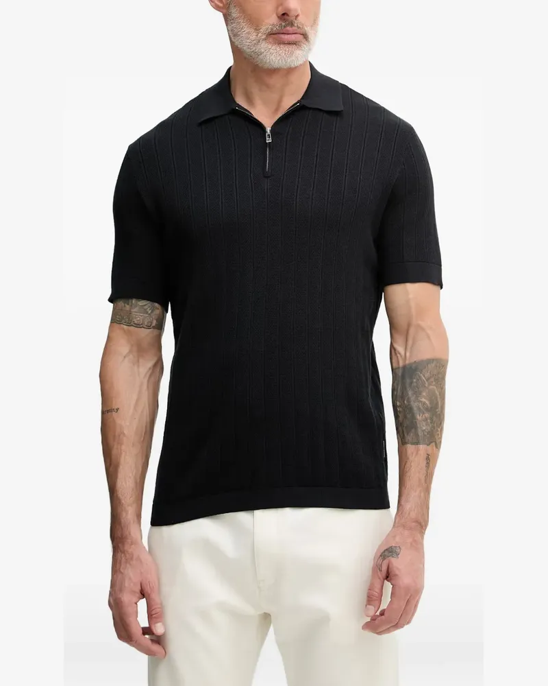 Armani Exchange ribbed zip-fastening polo shirt - Blau Blau