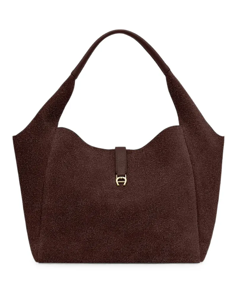 Aigner Mittelgroße Zaira Schultertasche aus Wildleder - Braun Braun