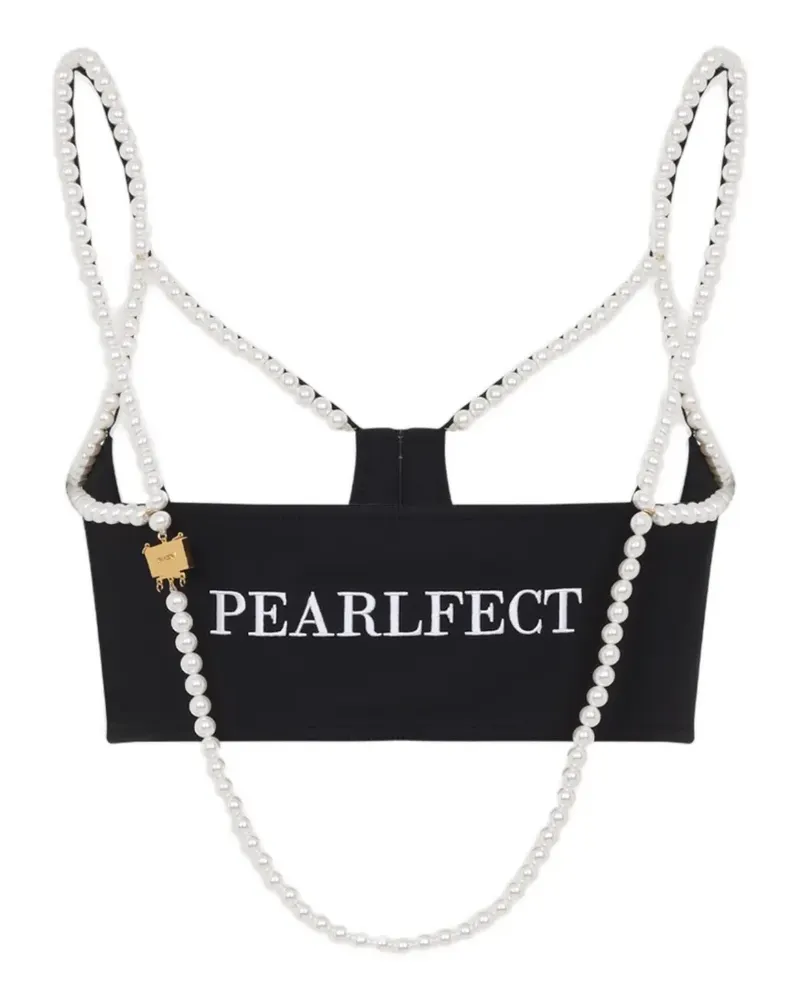 Moschino pearl-detail top - Schwarz Schwarz