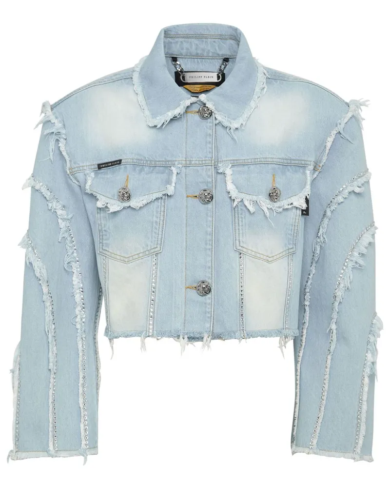 Philipp Plein Cropped-Jeansjacke Blau