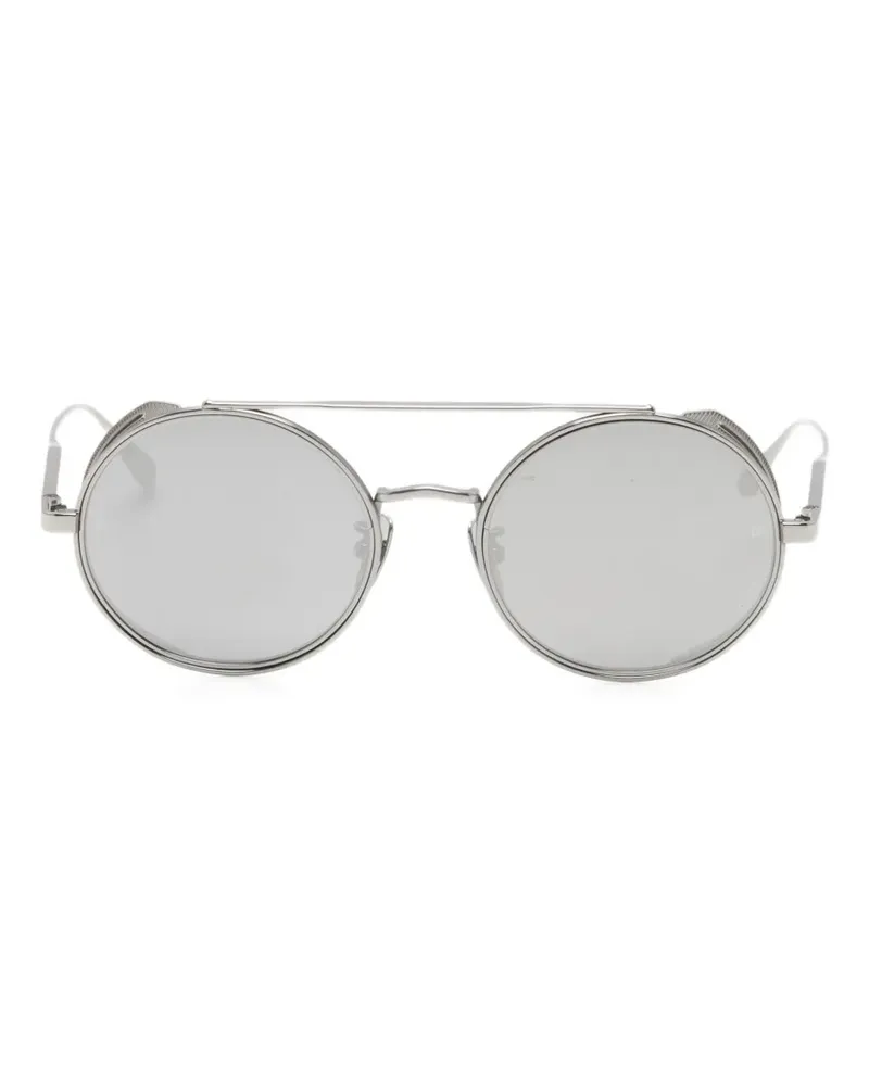 Linda Farrow Baret Sonnenbrille mit rundem Gestell - Silber Silber