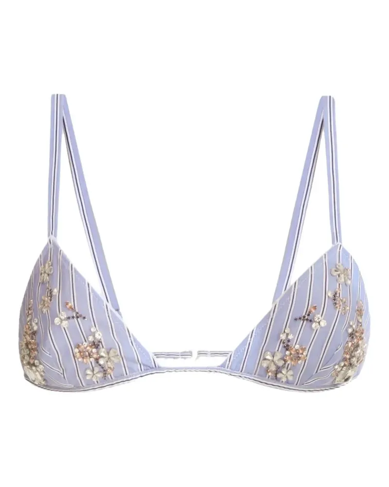 Dolce & Gabbana striped poplin bra with embroidery - Blau Blau