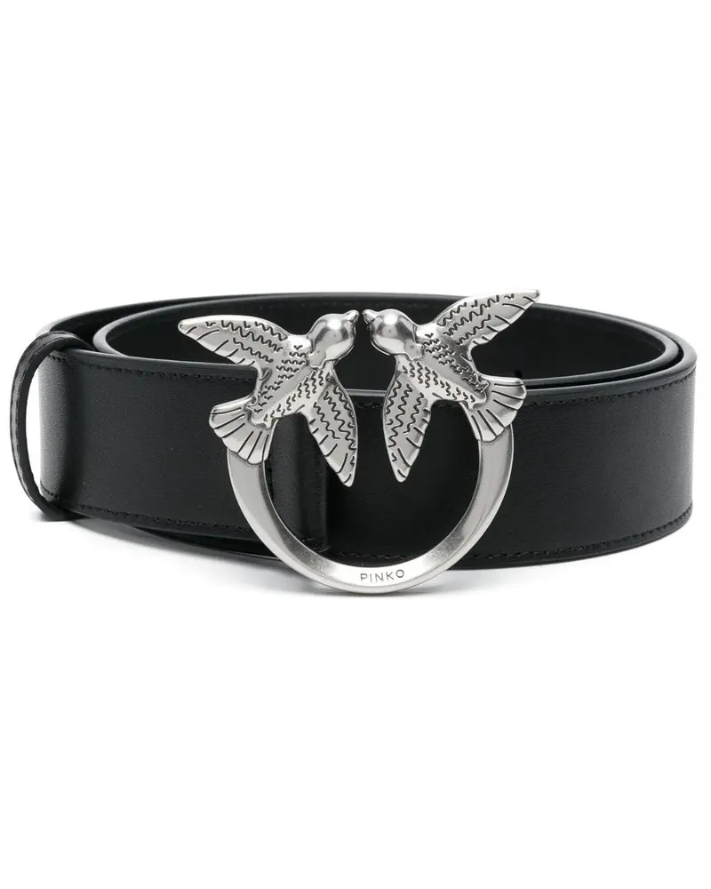 Pinko Gürtel mit "Love Birds"-Schnalle - Schwarz Schwarz