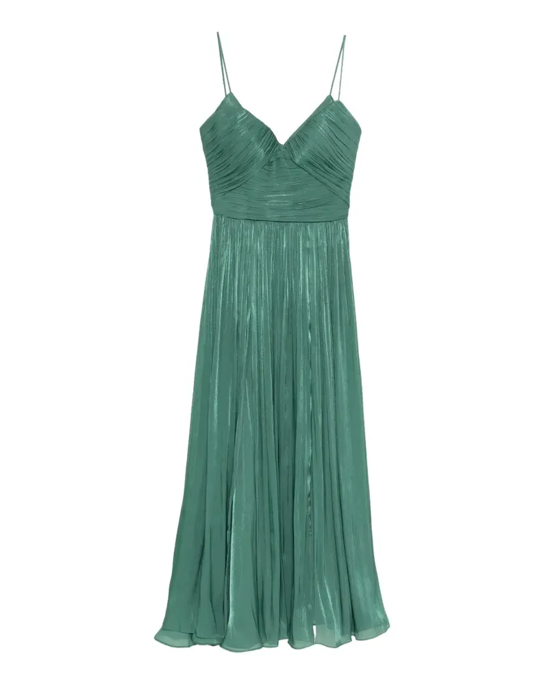 COSTARELLOS Fayla V-neck pleated maxi dress - Grün Grün
