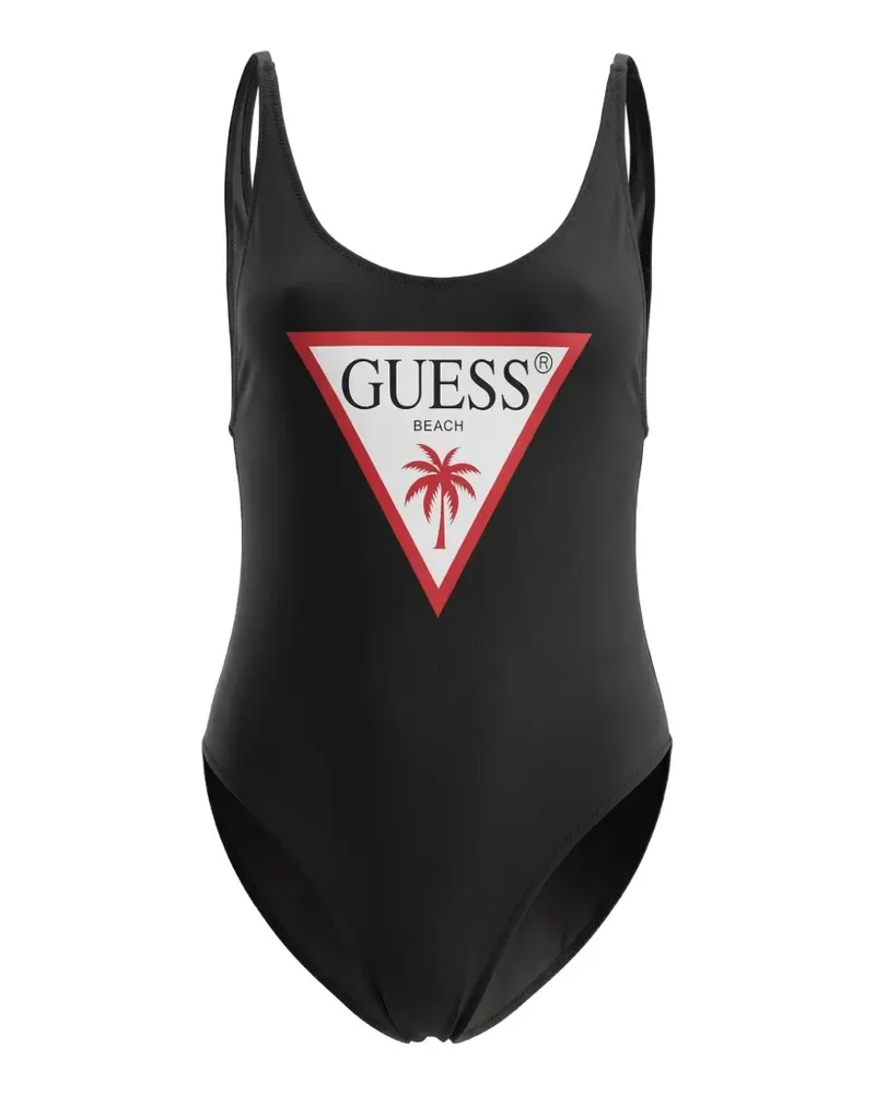 Guess logo-print swimsuit - Schwarz Schwarz