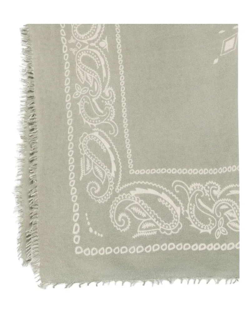 Liska Ausgefranster Schal mit Paisley-Print - Grün Grün