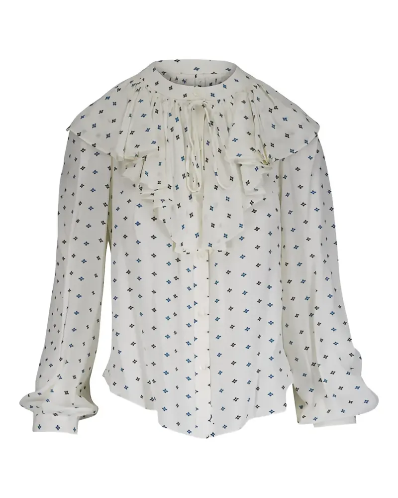 Veronica Beard ruffled print blouse - Nude Nude