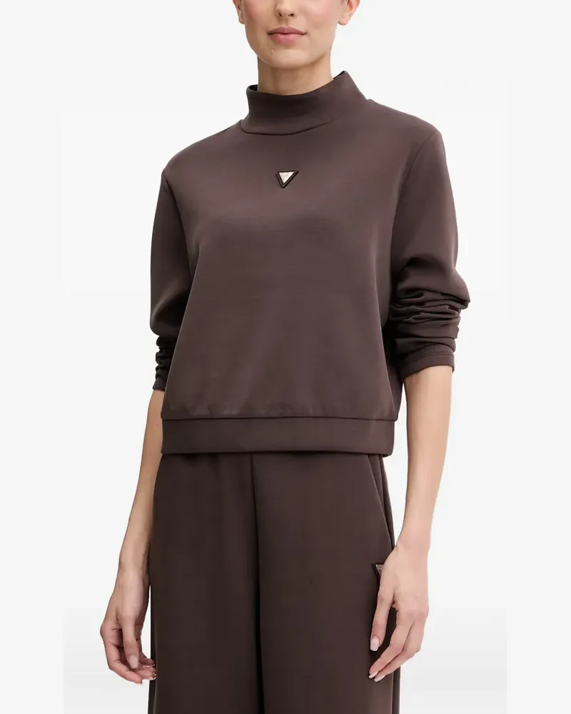 Guess logo-plaque high-neck sweatshirt - Braun Braun