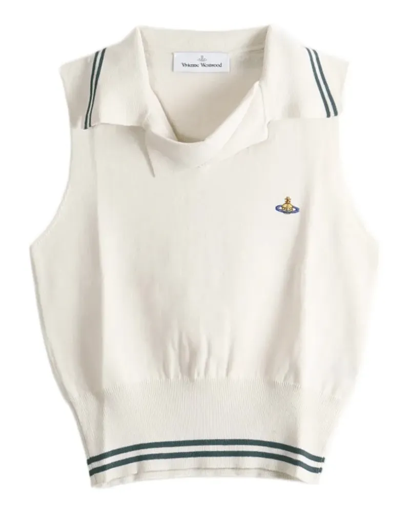 Vivienne Westwood Orb-embroidered striped vest - Nude Nude