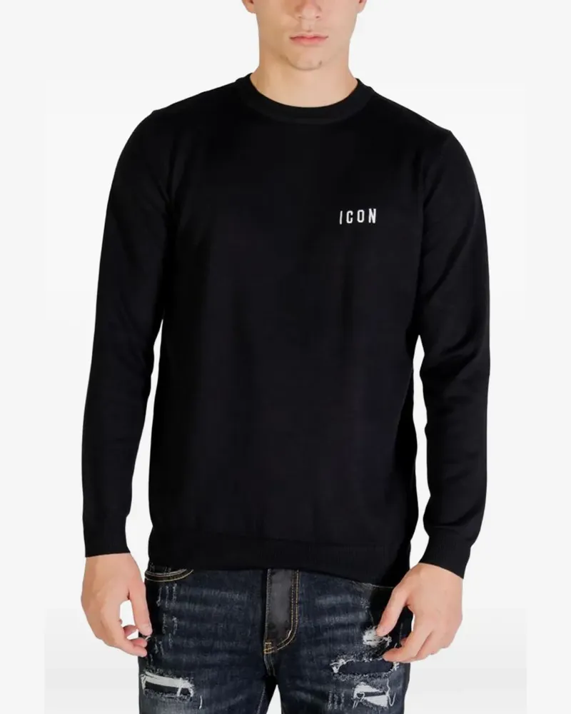 Icon Brand logo-embroidered sweatshirt - Schwarz Schwarz