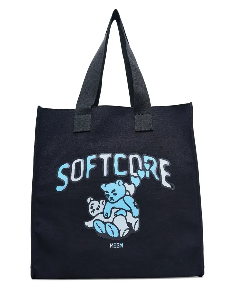 MSGM bear-print tote bag - Schwarz Schwarz