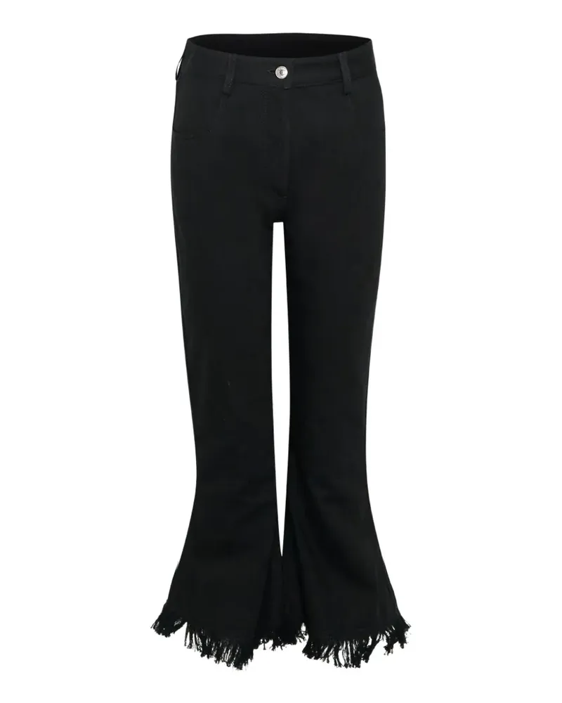 MSGM frayed cotton flared trousers - Schwarz Schwarz
