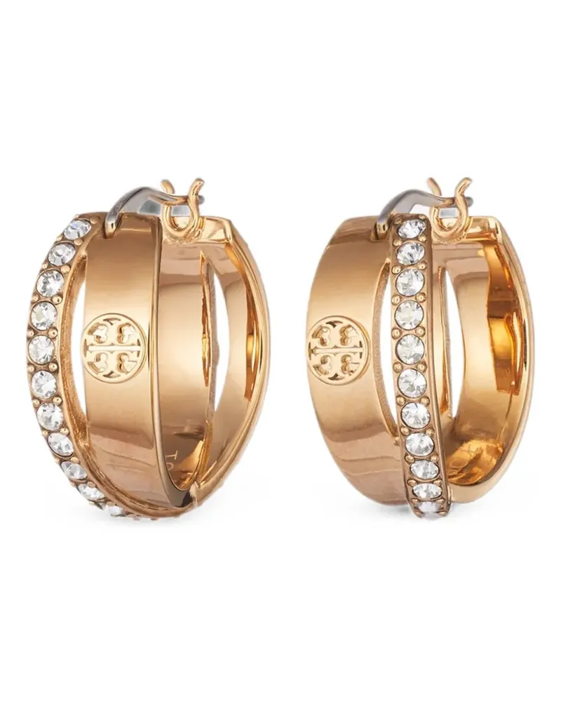 Tory Burch Icon Pavé double hoop earrings - Rosa Rosa