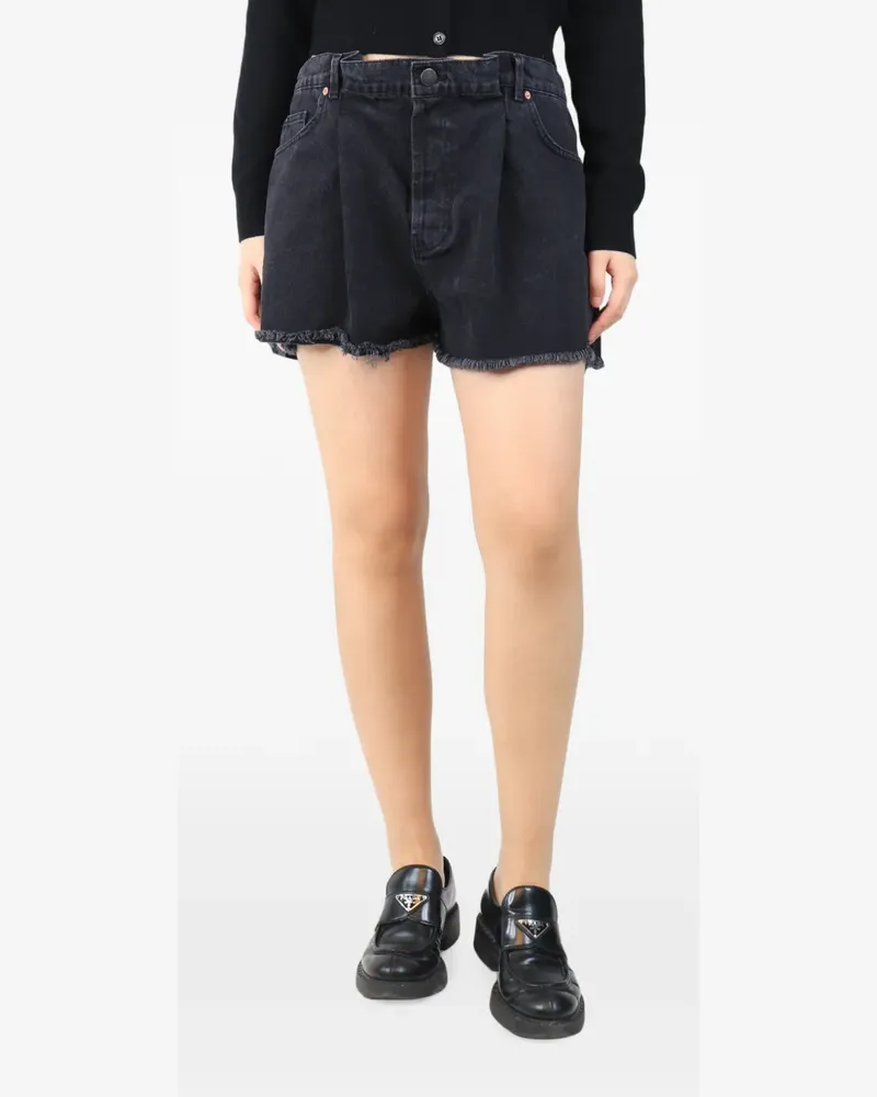 Raey frayed-edge denim mini shorts - Schwarz Schwarz